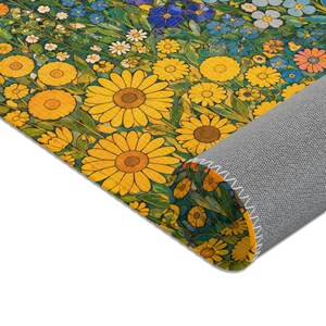 Gustav Klimt Inspired Vintage Floral Area Rug | Colorful Botanical Flower Meadow Carpet Pattern image 8