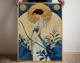 Artemis Posters, Artemis Goddess of Moon and Hunting ,Greek Boho Wall Art, Feminine Decor