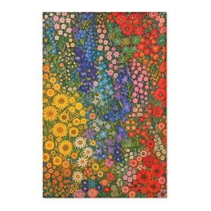 Gustav Klimt Inspired Vintage Floral Area Rug | Colorful Botanical Flower Meadow Carpet Pattern image 2