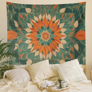 Tapiz de mandala bohemio para colgar en la pared, decoración de mandala floral hippie colorida, arte de pared para el hogar, decoración de habitación bohemia, sala de estar y dormitorio.
