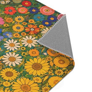 Gustav Klimt Inspired Vintage Floral Area Rug | Colorful Botanical Flower Meadow Carpet Pattern image 6