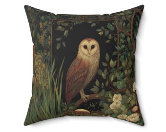 Kussensloop William Morris Owl, decoratieve vogelkoffer, decor bos natuur