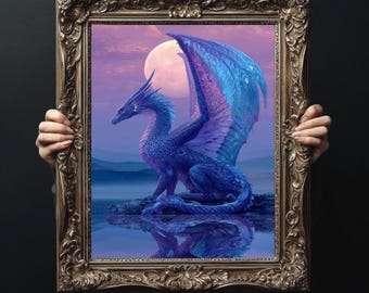 Mystical Dragon Art Poster Print, Fantasy Decor, Home Styling Artwork