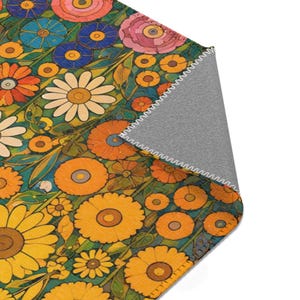 Gustav Klimt Inspired Vintage Floral Area Rug | Colorful Botanical Flower Meadow Carpet Pattern image 7