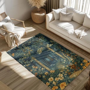 Enchanting Forest Area Rug, William Morris Fairy Forest Carpet ,Botanical Floor Mat, Nature-Themed Home Decor, Cozy Living Room Accessory