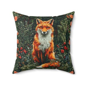 Fox Pillow | Woodland Animal | Cozy Home Decor | Fox Lover Gift | Nature-Inspired Accent | Floral Cushion for Relaxation, Whimsical Cover