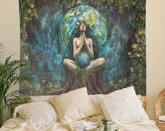 Gaia Goddess Tapestry | Mother Earth, Tree of Life Wall Hanging