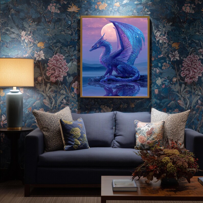 Mystical Dragon Art Poster Print, Fantasy Decor, Home Styling Artwork ...