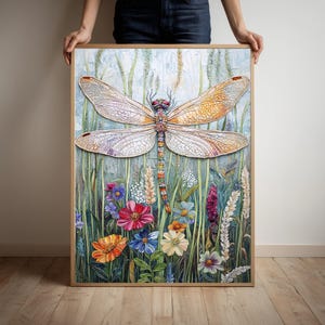 Elegant Botanical Dragonfly Wall Art Poster, William Morris Nature Print, Wall Décor, Insect Artwork, Floral Home , Gift for Nature Lovers