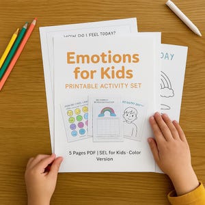 Emotions for Kids – Printable Activity Set | Feelings Chart, Coloring Page, Emotional Tracker | SEL Resource for Parents & Teachers