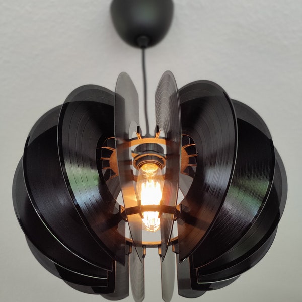 Lampe disque "Sphère" plafonnier vinyle upcycling LP vintage -prototype-