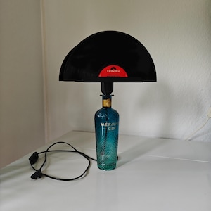 Platenlamp vinyl tafellamp bedlamp upcycling LP vintage LED lamp fles -Gin Bottle-