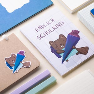 Set di biglietti e adesivi per l'iscrizione scolastica | Cono scolastico Beaver, regalo per l'inizio della scuola, iscrizione scolastica per bambine e bambini, ritorno a scuola
