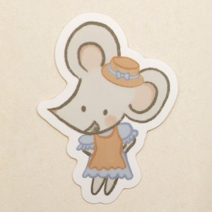 Cottage Mouse | Autocollant en vinyle mat imperméable | Autocollant automne, joyeux, Cottage Core