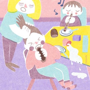 Carte de vœux pour maman – Santé au chaos ! Style Riso imprimé sur du papier de qualité supérieure