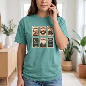 T-shirt met campingpatch | S'mores, kampvuur, gezellige avonden in de buitenlucht