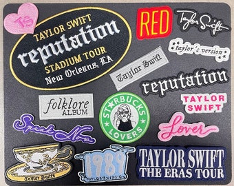 Écussons brodés au fer sur la tournée des époques, écussons à coudre version Taylor, cadeaux Swiftie pour les amateurs de Starbucks, accessoires en tissu