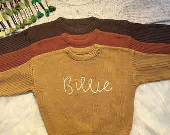 Personalisierter Baby Pullover mit Hand-gesticktem Namen & Monogramm - Ein kostbares Geschenk von Tante für ein Baby Mädchen-Weihnachtsgeschenk