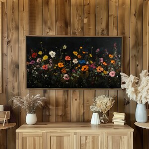 Samsung Frame TV Moody Wild flower Art, Flower Meadow, Dark Botanical Scene, Digital Download Frame TV Art Atmospheric Garden