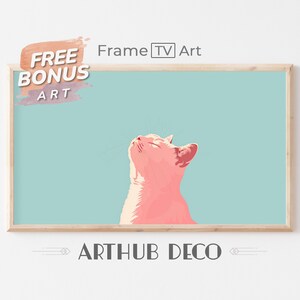 Cat Frame TV Art, Animal Art, Wildlife Digital Download, Pastel Colors, Digital DOWNLOAD, Digital Art for Tv, Cat Wall Art, Minimalist Art