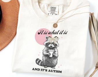 It Is What It Is And It's Autism, Comfort Colors Unhinged Tshirt, Autistic Racoon Lover Gift, Neurodivergent Shirt for Her, Funny Meme Shirt