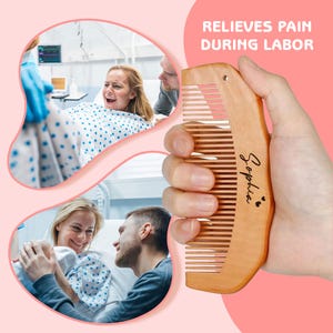Personalized Birthing Comb for Labour, Custom Wooden Birth Comb for Pain Relief, Labour/Postpartum Essentials, Gifts for Pregnant Women