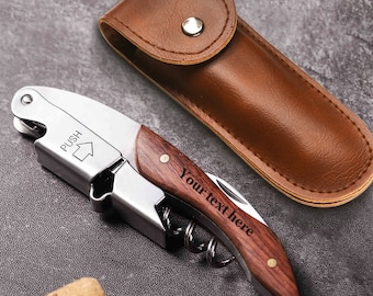 Personalized Rosewood Wine Opener: 3-in-1 Stainless Steel Corkscrew