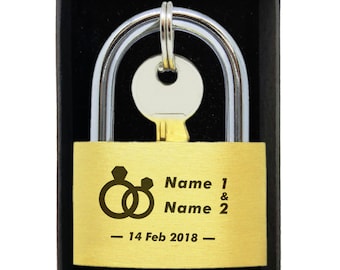 Personalized Love Lock With Two Names Wedding Anniversary Gift Present Custom Love Lock With Any Names Personalized Engraved Padlock