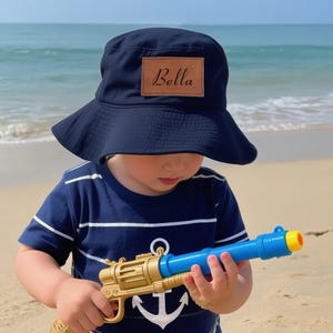 Personalized Baby Sun Hat, Custom Bucket Hat for Toddler Boys Girls Adults, Adjustable Beach Hat, UPF 50+ image 5