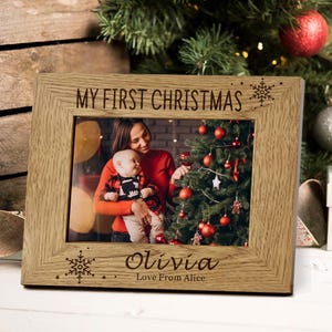 Personalized Picture Frames First Christmas for Baby Girls Boys Family 5x7 Picture Frame Gifts Decors for Xmas New Home Party Mothers Day