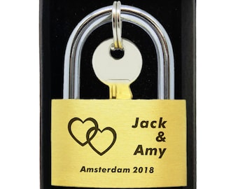Personalized Lock With Two Names Wedding Anniversary Gift Present Custom Love Lock With Any Name Personalized Engraved Padlock