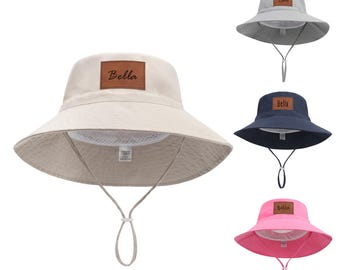 Personalized Baby Sun Hat, Custom Bucket Hat for Toddler Boys Girls Adults, Adjustable Beach Hat, UPF 50+