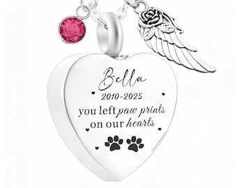 Personalized Urn Necklaces for Ashes, Dog Cat Cremation Jewelry for Ashes, Custom Name Date Pet Ashes Necklace for Women Men, Pet Memorial