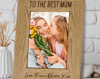 Personalized Wooden Photo Frame: Engraved Gift for Mum, Grandma