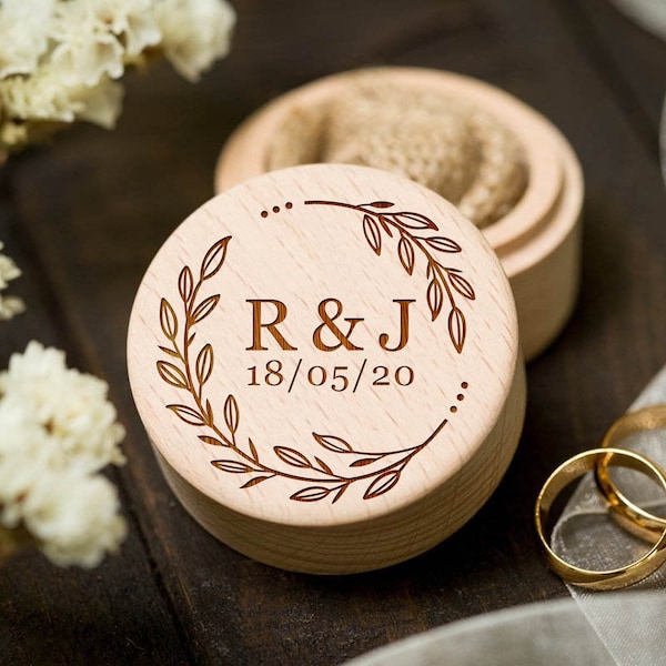 Personalized Ring Box Wedding Ring Box for Wedding Engagement Anniversary Personalized Gifts Wood Proposal Engraved Ring Bearer Box