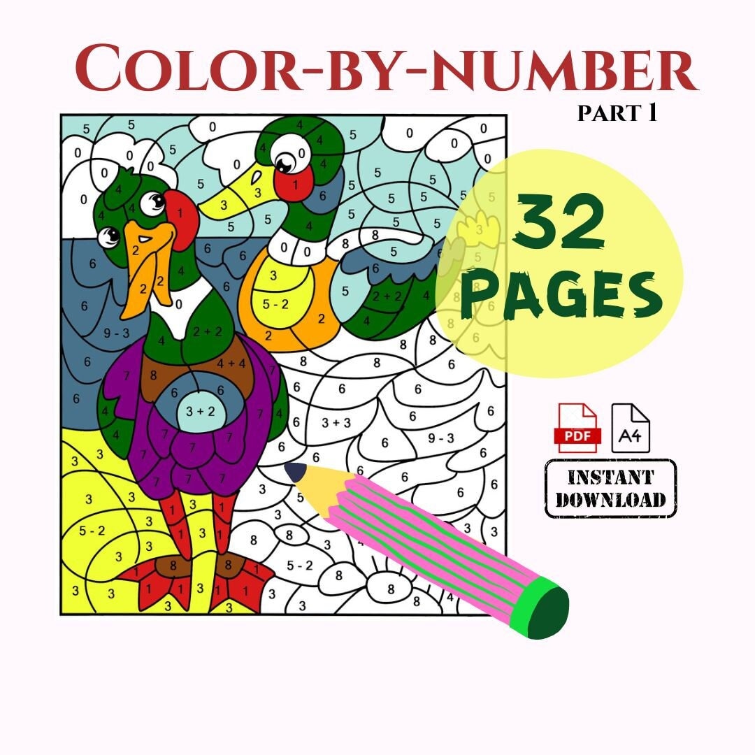 Coloring for Kids, Color by Numbers Printable | Cute Colouring Pages, Educational Activity for ages 4-8, Homeschool Supply, Digital Download
