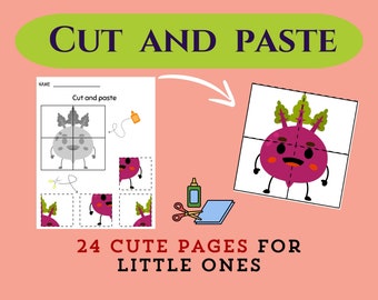 Cute Cut and Paste Activity Book for Toddlers | Montessori Games, PreK Worksheets | Speech Therapy & Homeschool Preschool Educational Prints