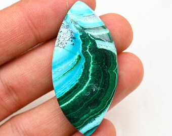 Chrysokoll Malachit Cabochon, grüner Kristallstein, Cabochon für Anhänger, für die Schmuckherstellung, Geschenk für Mutter, 50X25X5 MM, 80 Ct