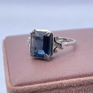 Natural London Blue Topaz Ring Emerald Cut London Blue Topaz Handmade Jewelry 925 Sterling Silver Ring Anniversary Ring Bridal Wedding Gift