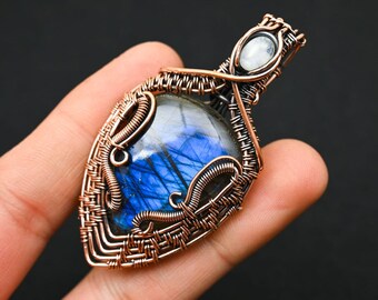 Pendentif en fil de labradorite, cadeau pour mère, pendentif arbre, cadeau fête des mères, cadeau pour elle, cristal de guérison, pierre d'équilibre spirituel