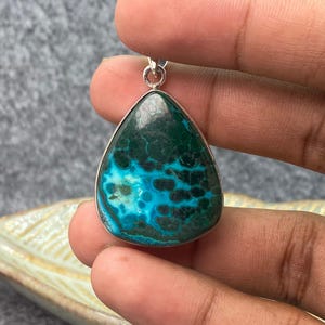 Natural Chrysocolla Malachite Pendant Teardrop Malachite Pendant Chrysocolla Necklace 925 Sterling Silver Pendant Designer Pendant Jewelry