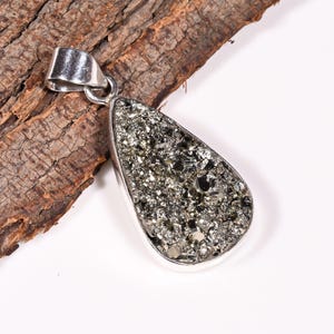 Pyrite Pendant Pyrite Druzy Gemstone Pendant Silver Pendant Women Dainty Necklace Handmade Silver Pyrite Jewelry Birthday Gift for Her