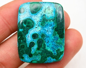 Chrysokoll Malachit Cabochon, grüner Kristallstein, Cabochon für Anhänger, für Schmuckherstellung, Geschenk für Mutter - 30X22X5 MM, 57,4 Ct