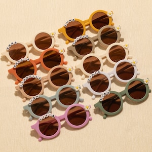 Óculos de sol personalizados com flores para meninas, florista, óculos de sol - óculos de sol com flores de margarida - óculos de sol fofos para crianças, presente para meninas, envio rápido dos EUA
