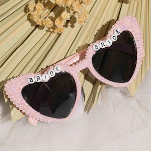 Personalized Pink Pearl Glasses,bride glasses,Handmade decorative glasses,hand-assembled glasses,Bridesmaid Glasses,fast shipping from US