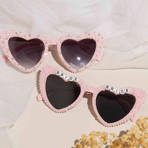 Bridesmaid Glasses,Personalized Pink Pearl Glasses,bride glasses,Handmade decorative glasses,hand-assembled glasses,fast shipping from US