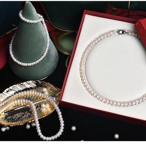 Manufacturer wholesale genuine steamed buns round natural freshwater pearl necklace Mother&#39;s Day gift box for mothers and elders