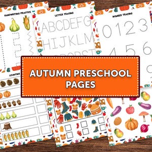 Autumn preschool worksheets for kids, Preschool Curriculum, Preschool Worksheets, Preschool Printable, Busy Book Pages, Montessori Materials
