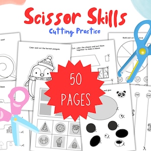 Scissor Skills, Cutting Practice, Preschool Worksheets, Preschool Printables, Cut, Paste and Color, Homeschool, Scissor Skills Printable