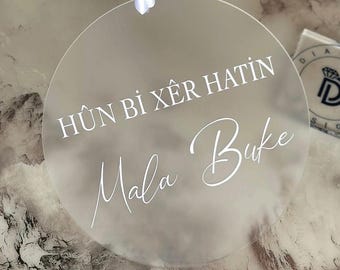 Gelin Evine Hosgeldiniz door sign, reception sign, welcome sign, Mala Buke Kiz Evine Hosgeldiniz, bride pick-up, Kapi süsü